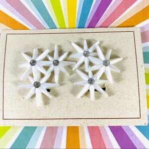 Vintage West Germany celluloid plastic star rhinestone earrings 1960s